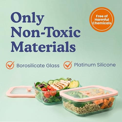 Ziruma Non-Toxic 1.5 cup Glass Food Storage Containers with Lids - Overnight Oats, Plastic Free Meal Prep, Reusable, Airtight, Microwave and Freezer Safe, 4 Pack thumbnail 2