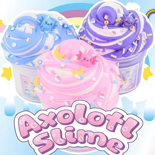 Axolotl Butter Slime Party Favors, Fun Blue Slime Add Ins, Super Soft, Stretchy, Non-Sticky, Scented Slime Kit for Kids, DIY Stress Relief Toy, Birthday Gifts for Boys & Girls, Classroom Rewards thumbnail 7