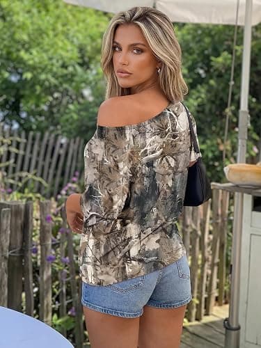 Trendy Queen Womens Off the Shoulder Tops Oversized Summer Spring T-Shirts 2026 thumbnail 5