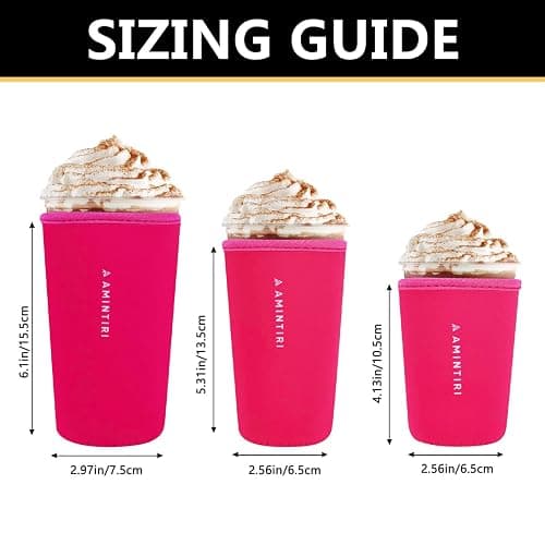 3 Pack Reusable Sleeve for Iced Coffee Cup, Coffee Neoprene Sleeve for Iced&Hot Drinks, Coffee Sleeve Compatible with Starbucks, Dunkin Coffee Cup. (Pinky Girl) thumbnail 3