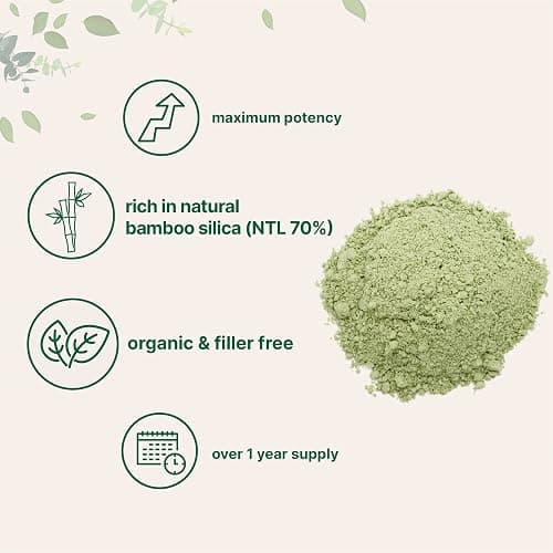 Organic Bamboo Extract Powder, 8 Ounce (1 Year Supply), Rich in Silica and Minerals, Supports Healthy Skin, Nail, Hair, Joints and Bones, Non-GMO and Vegan Friendly thumbnail 3