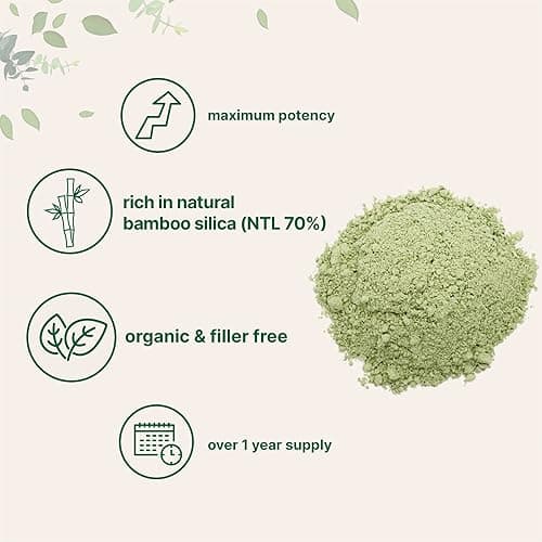 Organic Bamboo Extract Powder, 8 Ounce (1 Year Supply), Rich in Silica and Minerals, Supports Healthy Skin, Nail, Hair, Joints and Bones, Non-GMO and Vegan Friendly thumbnail 3