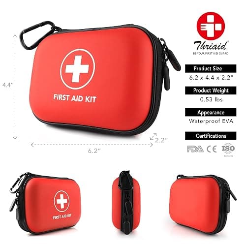 Mini First Aid Kit, 100 Pieces Water-Resistant Hard Shell Small Case - Perfect for Travel, Outdoor, Home, Office, Camping, Hiking, Car (Red) thumbnail 2