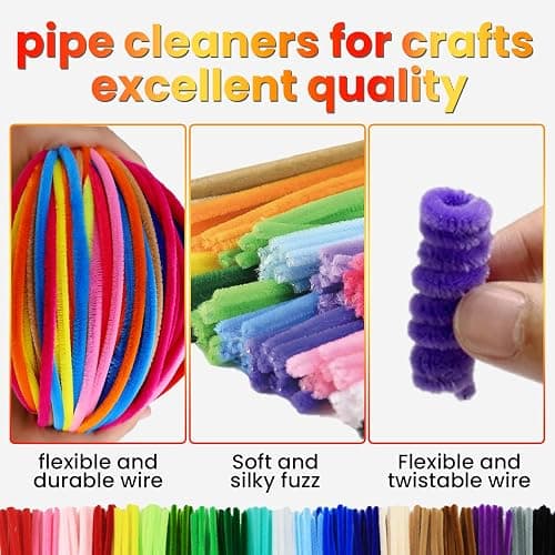 ESUOHYM 200PCS Pipe Cleaners Craft Bulk with Instruction Manual, Gifts, Christmas Decorations 20 Colors Decor, Chenille Stems Art Supplies Thick Wire Sticks DIY Project Adults thumbnail 5