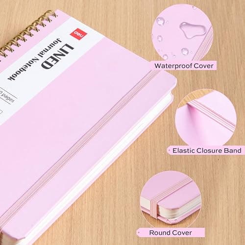 deli Pink Lined Spiral Journal Notebook, 160 Pages, A5 (5.5"x8") Hardcover Writing Notebook, College Ruled Spiral Bound Journal for Women & Men - Perfect for Work, School, Office & Note Taking thumbnail 5