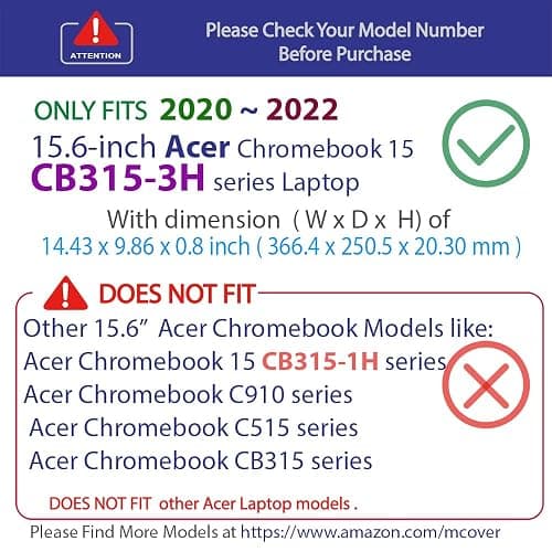 mCover Case Compatible for 2020~2022 15.6" Acer Chromebook 15 CB315-3H Series Notebook Computer ONLY (NOT Fitting Other Acer Models) - Clear thumbnail 4