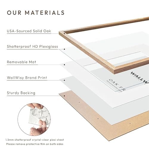 wallwisy 4x6 Picture Frame, Solid Oak Wood 4x6 Frames with Mat to 3x5 | 6x4 Natural Oak Frame, Wall and Tabletop Display, Horizontal or Vertical Display, Natural finish, Set of 2 thumbnail 5