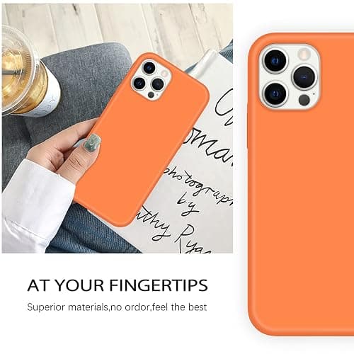 DUEDUE for iPhone 12 Case iPhone 12 Pro Case Liquid Silicone Slim Cover with Microfiber Lining Shockproof Protective Case for iPhone 12/12 Pro 6.1 inch Orange thumbnail 4