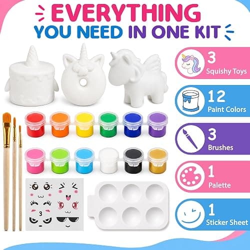 Jim&Gloria Paint Your Own Squishies, Jumbo Squishy Gifts for Girls and Boys 8 9 10 11 12 13 14, Arts and Crafts for Kids, Party Favors for Birthday, Christmas Gift for Kids, Pack of 3 thumbnail 2