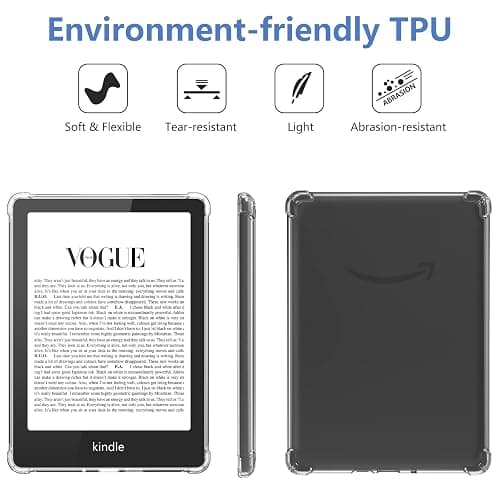 TQQ Clear Case for 6" Amazon Kindle 11th Generation 2024 and 2022, Thin Slim Soft Flexible Silicone TPU Rubber Back Cover Reinforced Edge Corners,Transparent thumbnail 3