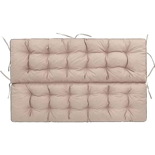 rlosqvee Outside Benches Cushion with Backrest, Thicken Waterproof Swing Cushions 2/3 Seater Replacement, Porch Swing Cushions Outdoor (Beige, 55"x40") thumbnail 5