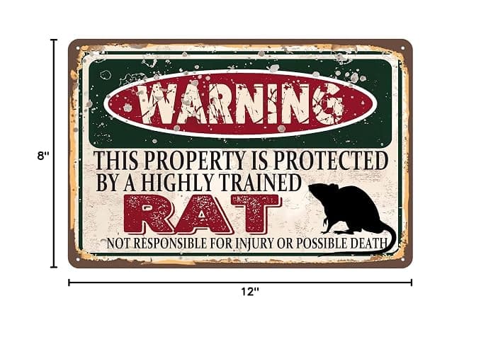 RCXsigns Vintage Rat Metal Sign， Warning this property is protected bY a highly trained Rat Sign Funny Tin Signs 12x8 Inch thumbnail 3