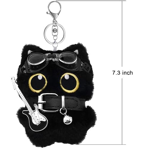 TUCEWP Black Cat Keychain for Women Men Cute Y2k Plush Cat Bag Charm for Handbag Kawaii Birthday Halloween Christmas Gift thumbnail 6