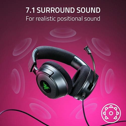 Razer Kraken V4 X Wired Gaming Headset: 40 mm Drivers - Cardioid Mic - Memory Foam Cushions - Chroma RGB Lighting - Type C & Type A Cable - for PC, Mac, PS5, Nintendo Switch, Steam Deck, Smartphone thumbnail 4