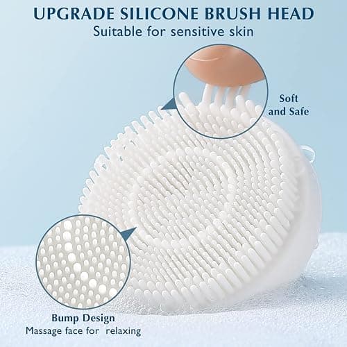 COSLUS Facial Cleansing Brush Silicone Face Scrubber: 2 in1 FBS-D Electric Exfoliating Massage Device Waterproof Deep Cleaning Exfoliation Rotating Spa Machine - Electronic Skin Care Wash Clean System thumbnail 8