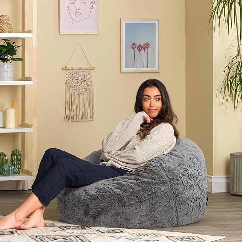 FIEATES Bean Bag Chair for Adults Kids No Filler Soft Round Giant Beanbag Chair Lazy Sofa Reading Chair Cover, 3.5FT, Black thumbnail 8
