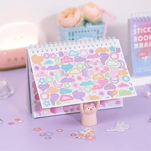 Doraking Colorful Sticker Book, 50 Sheets Shiny Love Bubble Heart Butterfly Ribbon Cute Stickers for Junk Journal Arts Craft Greeting Cards Scrapbook Supplies Home Decoration, DIY Deco Stickers (A) thumbnail 8