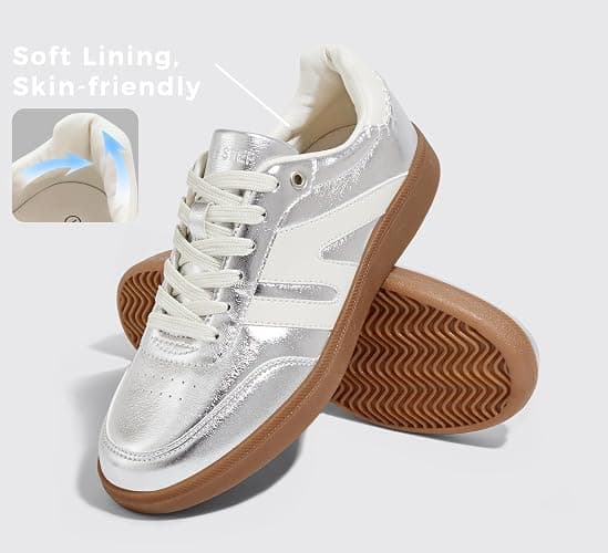 LUCKY STEP Women Classic Retro Gum Sole Fashion Sneakers Casual Tennis Skate Shoe Genuine Leather Walking Footwear Anti Slip Trainers thumbnail 4