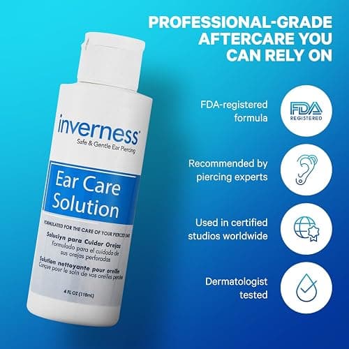 INVERNESS After Piercing Ear Care Solution 4 Oz 2-Pack – Gentle Piercing Care For Newly Pierced Ears thumbnail 8