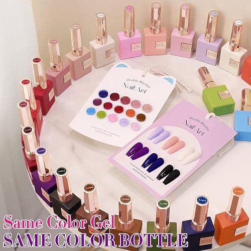 Double Rhythm 28Pcs 0.5Oz Gel Nail Polish Set Same Color Same Bottle Gel Polish Kit Nail Art Manicure Salon DIY at Home for Women (Red Pink Collection-T24-4) thumbnail 6