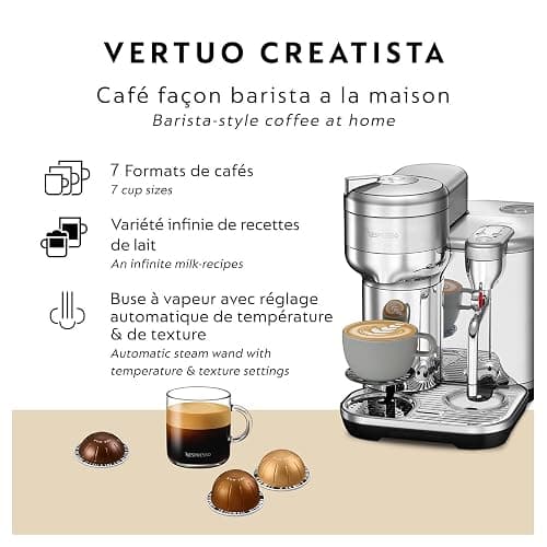 Nespresso Vertuo Creatista Coffee and Espresso Maker by Breville, Brushed Stainless Steel thumbnail 7