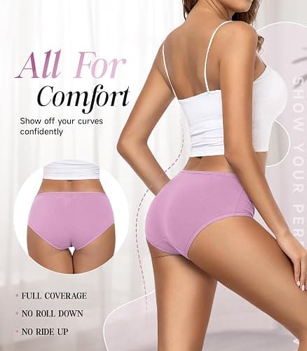 TANSTC Womens Underwear Cotton Hipster Panties for Women | Low Rise Soft Stretch Briefs, Full Coverage, Moisture-Wicking, Breathable Ladies Panties 6 Pack thumbnail 6