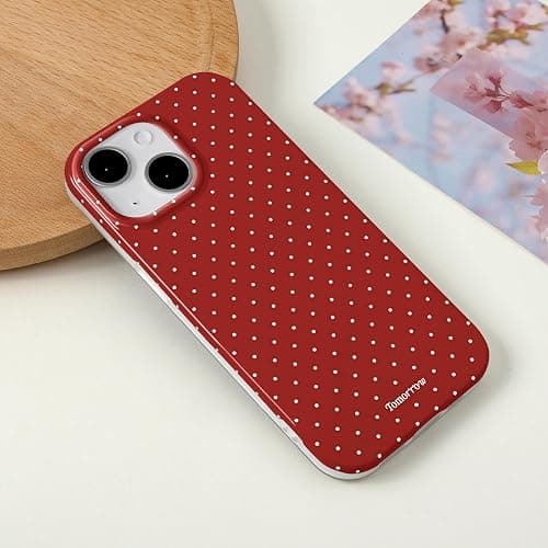 inewateri Compatible with iPhone 13/14 Case with Cute Fashion Polka Dot Aesthetics Design Simple Cases for Soft TPU Slim Protection Cover-Red thumbnail 4