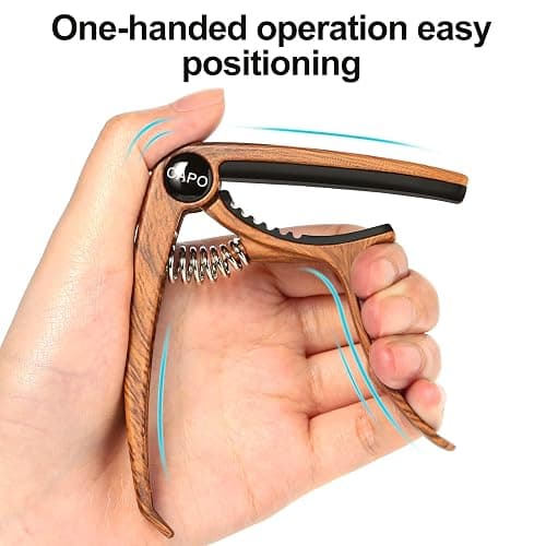 Kapodaster für Gitarre Capo Gitarren mit 6 Plektren, Capodasta Gitarre für Ukulele Westerngitarre E-Gitarre, Metall Holz thumbnail 5