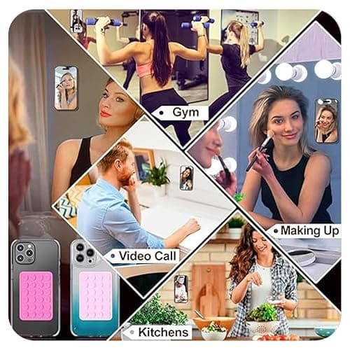 Vilboce 4 Piece Cell Phone Suction Cup,Silicone Suction Cup Cell Phone, Adhesive Back,For Mobile Power Cellphones Selfies and Videos (Black white Pink) thumbnail 7