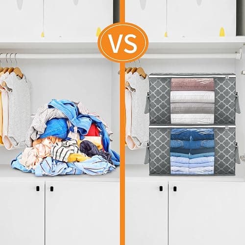 90 L Large Storage Bag Clothes Storage Organizer with Durable Handles for Closet Storage, Comforter, Blanket, Clothing, Bedding and Toys 6 Pack thumbnail 7