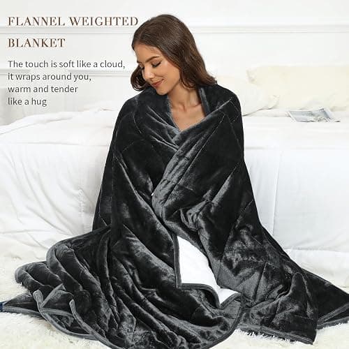 Alomidds Weighted Blanket Queen Size 15lbs 60x80 inches,Soft Plush Fleece Throw Weighted Blankets with Cozy Warm Sherpa,Ultra Fuzzy Heavy Blanket Microfiberfor Sofa Bed, Dark Grey thumbnail 4