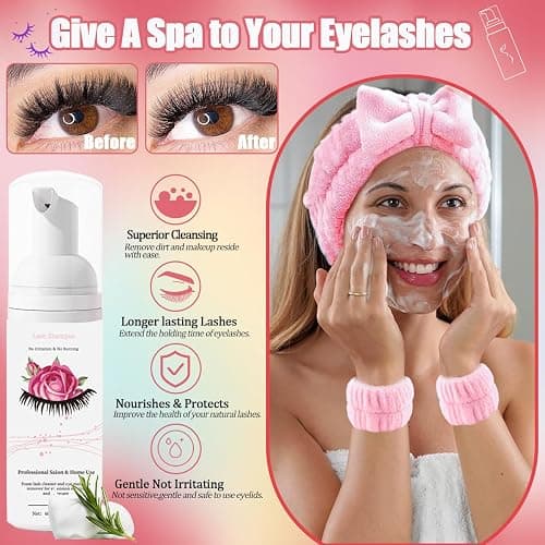 DNSGOOR DIY Lash Extension Kit 727Pcs Lashes Clusters with Bottom Lashes Lash Bond and Seal Glue Remover Lash Shampoo Cleansing Brush Headband Wristband Tweezers Eyelash Brush Applicator thumbnail 5
