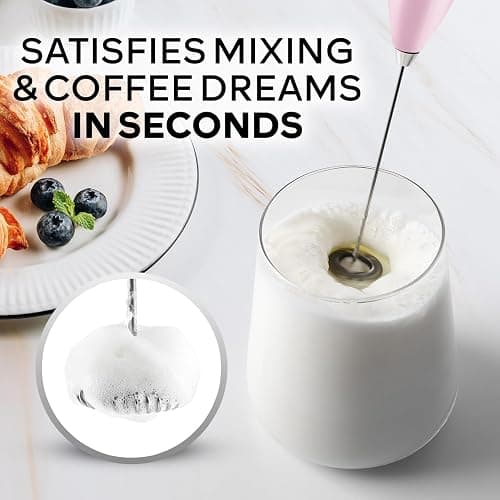 Zulay Powerful Milk Frother (4 Duracell Batteries Included) - Handheld Milk Frother Wand Drink Mixer for Coffee - Powerful Milk Foamer for Cappuccino, Frappe, Matcha & Creamer - Cotton Candy thumbnail 3