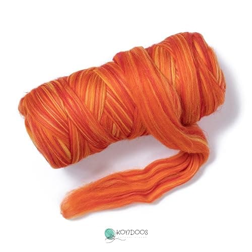Kondoos Multi Colored Natural Wool roving, 1 lb. Best Wool for Needle Felting, Wet Felting, handcrafts and Spinning. (Dawn, 1lb) thumbnail 4