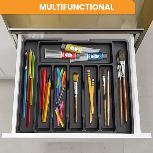 TuShop Adjustable Silverware Drawer Organizer - Utensil Drawer Organizer - Kitchen Organizers and Storage - Silverware Organizer - Kitchen Drawer Organizer - Utensil Organizer for kitchen Drawers thumbnail 7