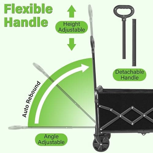 Wagons Carts Foldable - Collapsible Wagon Cart with Wheels – Folding Foldable Wagon Small Portable Lightweight for Sports, Camping, Storage, Travel, Shopping thumbnail 7