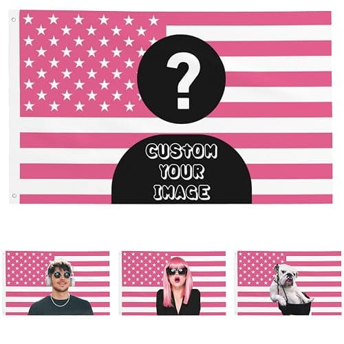 Custom Pink America Flag 3x5 Ft Personalized Flags with Photo Custom Funny Tapestry Poster for Indoor Outdoor Decor Gift for Family Friends College Students - Image 1