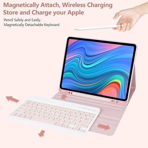 besky Keyboard Case for iPad Air 13 (M2) 2024 & iPad Pro 12.9 inch (5th, 6th Generation), (Compatible for 13 inch Air & 12.9 inch Model) - Wireless Detachable Keyboard with Auto Sleep/Wake Function thumbnail 3