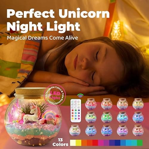 JOYEEMAX Unicorn Light-Up Terrarium Kit for Kids - LED Night Light Birthday Gift for Girls Ages 4 5 6 7 8-12 Year Old - Unicorn Toys for Girls - DIY Arts and Crafts Kit for Kids thumbnail 6