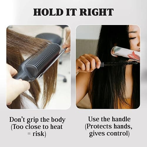 HerStyler Hair Comb For Straightening - Protects Hands - No More Knots - Styles Like A Pro - Versatile Hair Styling Comb - Travel Friendly (Black, Plastic, Dry Hair, 1 Count Pack of 1) thumbnail 8