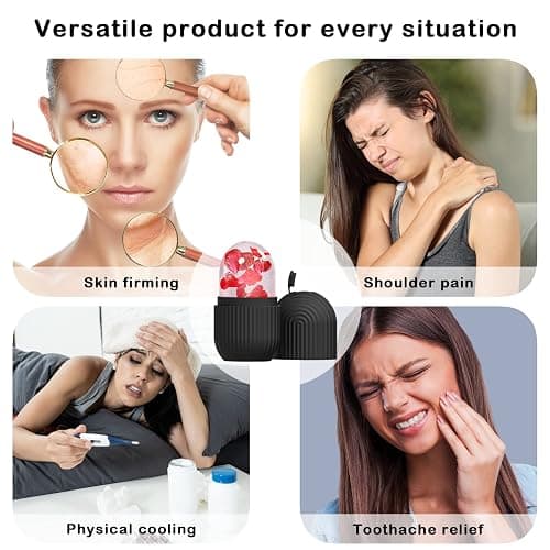 ice face roller, ice mold for face and Eyes, Reusable Massage Silicone Beauty Tool, Naturally Conditioning And Skin Care, De-Puff Eye Bags, Reduce Migraine Pain (Black) thumbnail 2