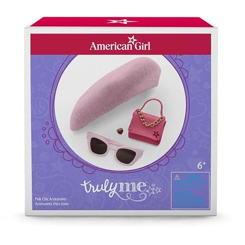 American Girl Truly Me 18-inch Doll Pink Chic Accessories with Purse, Beret, Sunglasses, and Heart Ring, for Ages 6+ thumbnail 6