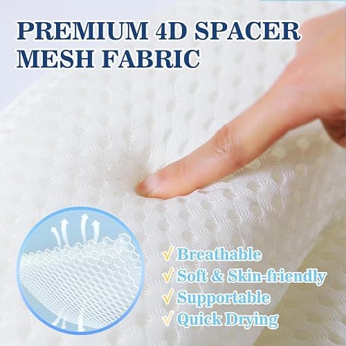 Ozyalo Bath Pillows for Tub, Luxury Bathtub Pillow for Head & Neck Support | Soft 4D Air Mesh Bath Pillow, 6 Non-slip Suction Cups, Quick-drying, Machine Washable, Wash Bag Included, Spa Gift for Women thumbnail 4