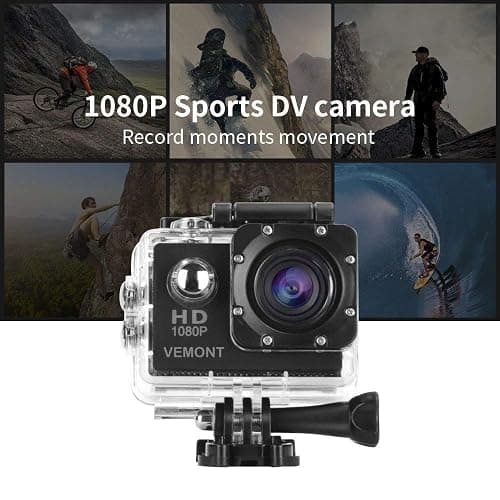 VEMONT Action Camera, 1080P 12MP Sports Camera Full HD 2.0 Inch Action Cam 30m/98ft Underwater Waterproof Snorkel surf Camera with Wide-Angle Lens and Mounting Accessories Kit thumbnail 6