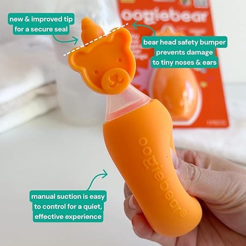 oogiebear Baby Nose Aspirator & Ear Syringe, Manual Strong-Suction, Orange | Snot Buster™ Baby Nasal Aspirator, for Newborns, Infants & Toddlers, Gentle Mucus Remover, Easy-Clean, BPA-Free thumbnail 5