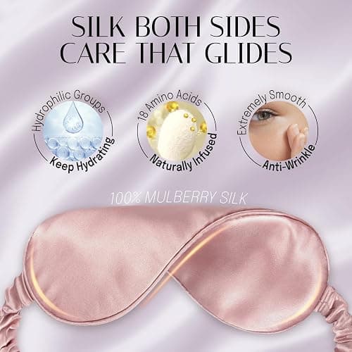 OLESILK 100% Mulberry Silk Sleep Mask for Women - Zero-Pressure Blackout | Eye mask for Sleeping with Breathable Silk Filling. No Headaches, No Hair Pull. Travel or Nap, Giftable. Earplugs+Bag thumbnail 7
