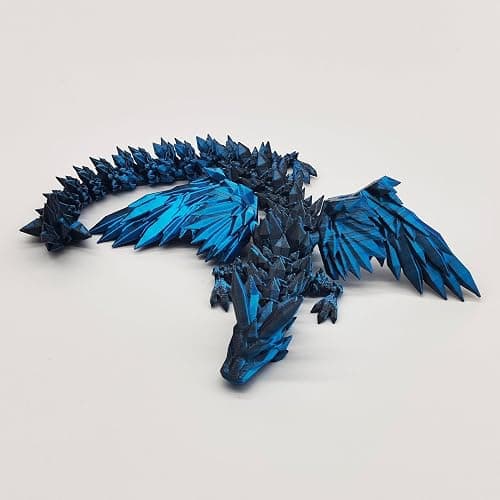 GemmiCho 3D Printed Dragon with Wings, Crystal 3D Printed Dragon, 3D Printed Animals, 3D Printed Movable Animals, Home Office Decor Executive Desk Toy (Dark Red) thumbnail 8