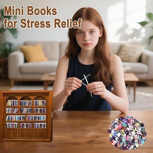 300Pcs Mini Books for Anxiety Bookshelf Tiny Book Fun Mini Brands Book Miniatures Library Dollhouse Accessories for DIY Living House Bookshelf Fillers Miniatures Small Books Bulk Crafting Decor thumbnail 4