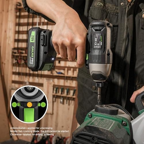 GALAX PRO Cordless Drill Impact Driver-95307&D6001 | combo kit with 1pcs 1.3Ah Lithium-Ion Batteries, Charger Kit, 11pcs Accessories and Tool Bag thumbnail 7