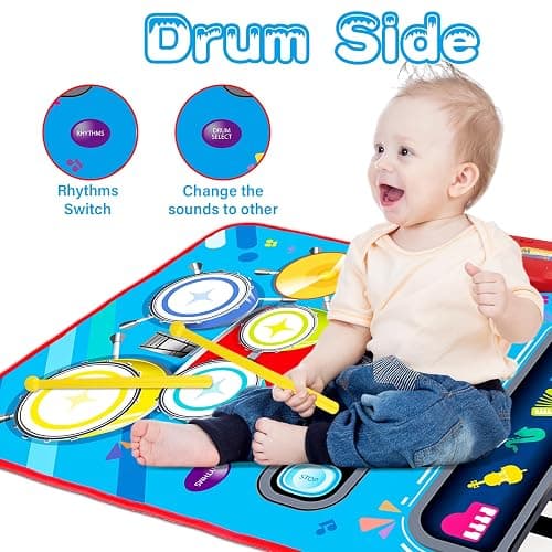 Baby Toys for 1 Year Old: Baby Musical Mat Toddler Toys Age 1-2 - 2 in 1 Piano Drum Babies Play Mat - Infant Music Toy 12-18 Months Babies Birthday Valentines Gifts for 1 2 3 Year Old Boys Girls thumbnail 4